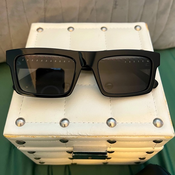 Stella MCartney sunglasses, multi-colored weaved leather